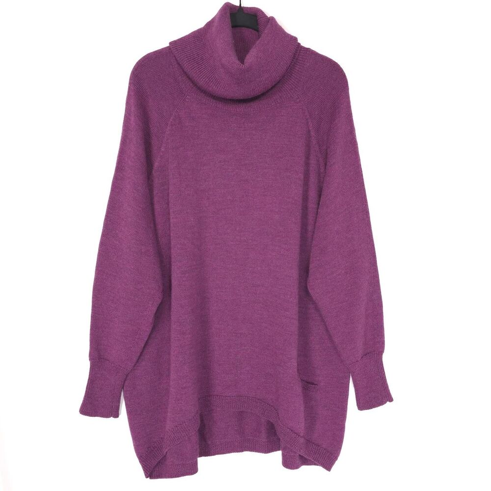 EILEEN FISHER Women SMALL Tunic Sweater Mini Dress 100% Merino Wool Italian Yarn